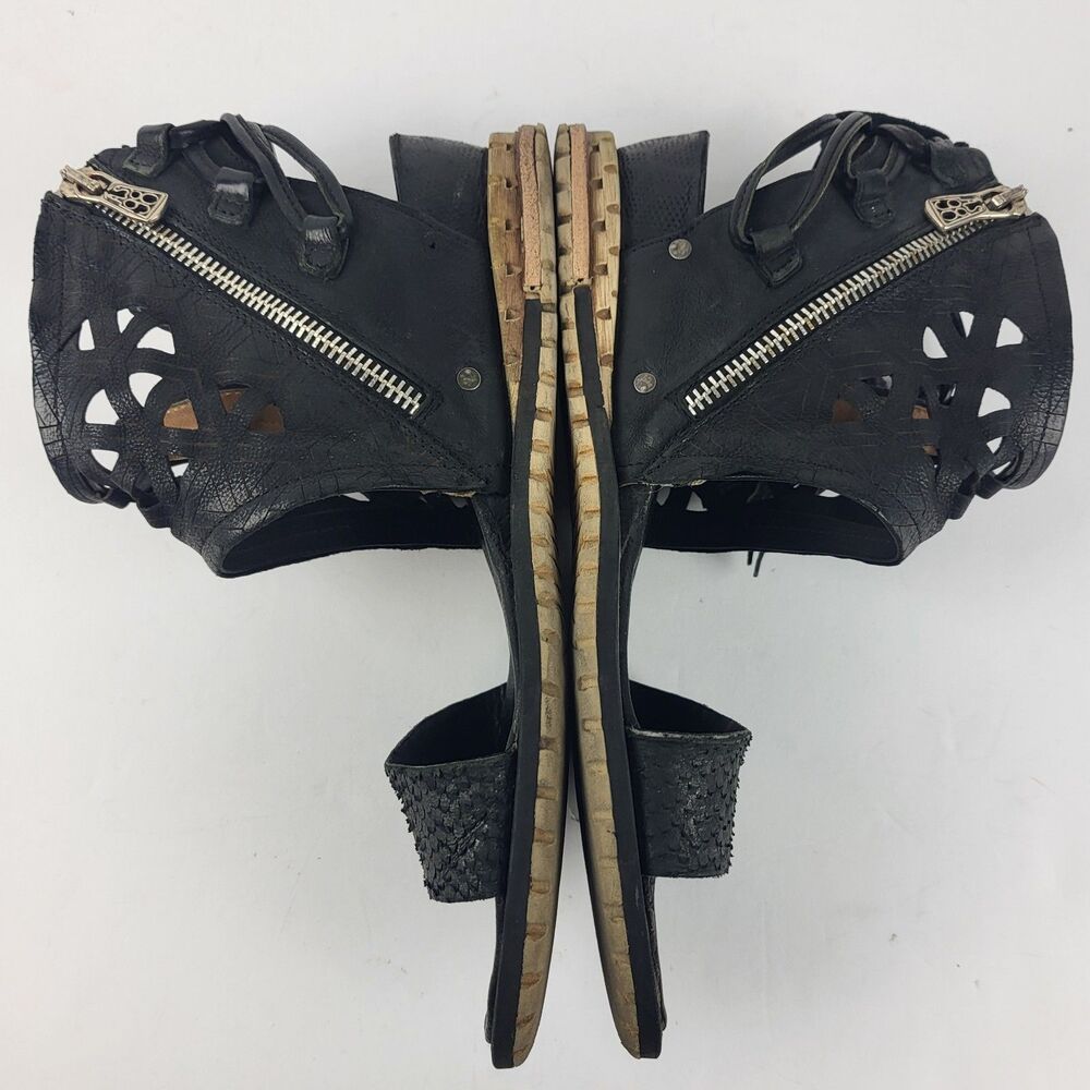 A.S. 98 Petrona Womens Black Distressed Tassel Boho Sandal - Picture 14 of 16